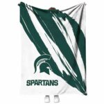 michigan state spartans brushstrokes green white blanket best selling