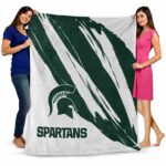 michigan state spartans brushstrokes green white blanket best selling