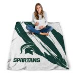 michigan state spartans brushstrokes green white blanket best selling