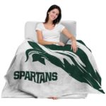 michigan state spartans brushstrokes green white blanket best selling