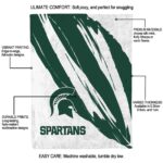 michigan state spartans brushstrokes green white blanket best selling