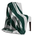 michigan state spartans brushstrokes green white blanket best selling