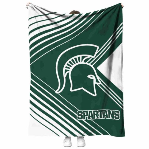 michigan state spartans diagonal stripes green blanket best selling