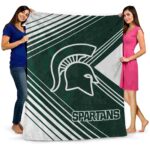 michigan state spartans diagonal stripes green blanket best selling