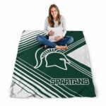 michigan state spartans diagonal stripes green blanket best selling
