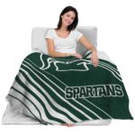 michigan state spartans diagonal stripes green blanket best selling