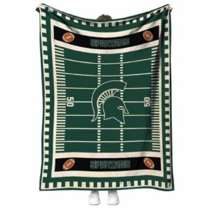 michigan state spartans football field green blanket best selling
