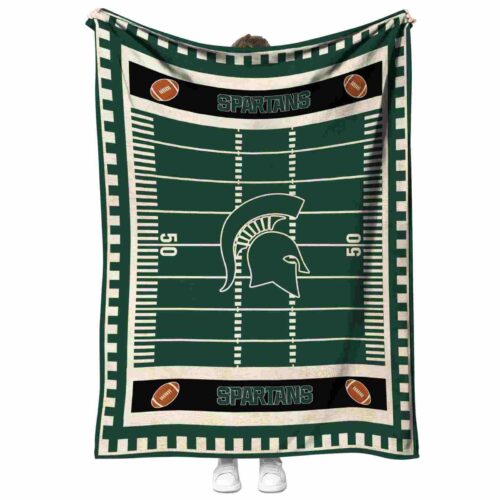 michigan state spartans football field green blanket best selling