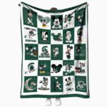 michigan state spartans mickey minnie green white blanket best selling