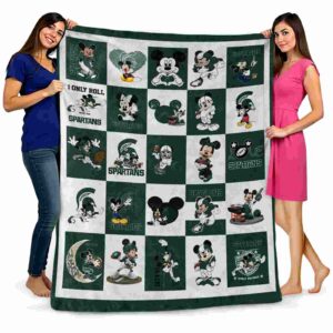 michigan state spartans mickey minnie green white blanket fashion forward