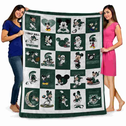 michigan state spartans mickey minnie green white blanket fashion forward