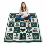 michigan state spartans mickey minnie green white blanket high quality