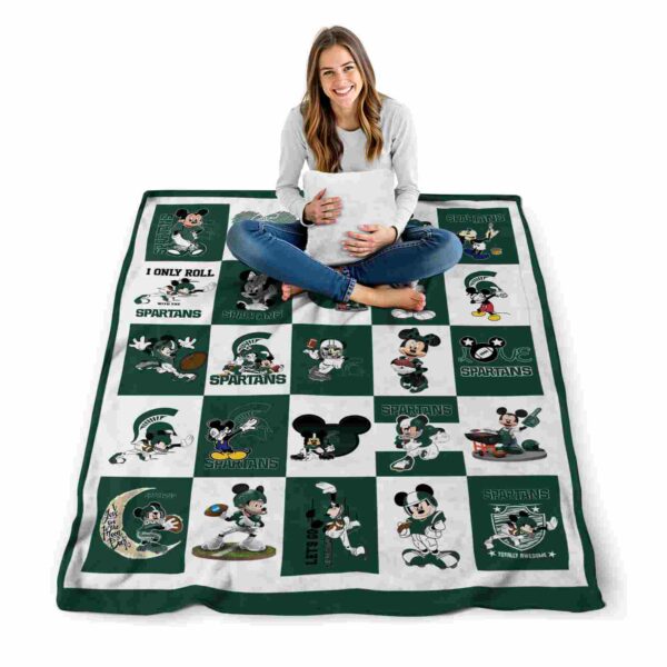 michigan state spartans mickey minnie green white blanket high quality