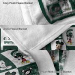 michigan state spartans mickey minnie green white blanket premium grade
