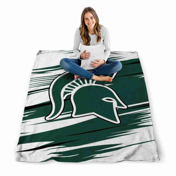 michigan state spartans paint streaks green white blanket high quality