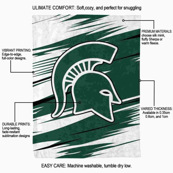 michigan state spartans paint streaks green white blanket new arrival