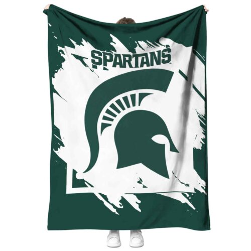 michigan state spartans splatter effect green blanket best selling