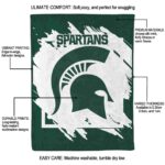 michigan state spartans splatter effect green blanket best selling