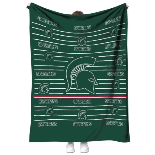 michigan state spartans striped pattern green blanket best selling