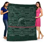 michigan state spartans striped pattern green blanket best selling