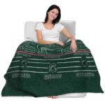 michigan state spartans striped pattern green blanket best selling