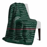 michigan state spartans striped pattern green blanket best selling