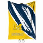 michigan wolverines brushstrokes blue white blanket best selling