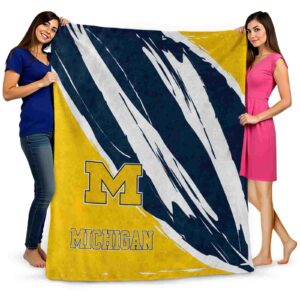 michigan wolverines brushstrokes blue white blanket fashion forward