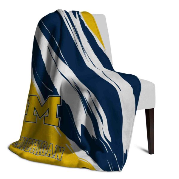 michigan wolverines brushstrokes blue white blanket top rated