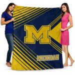 michigan wolverines diagonal stripes blue blanket best selling