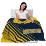 michigan wolverines diagonal stripes blue blanket best selling