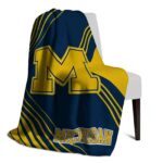 michigan wolverines diagonal stripes blue blanket best selling
