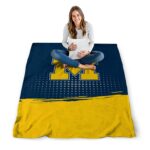 michigan wolverines gradient dots blue blanket high quality