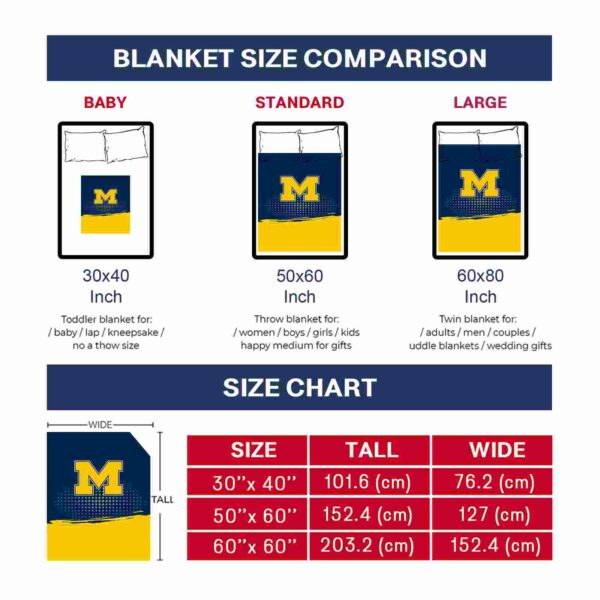 michigan wolverines gradient dots blue blanket trendy