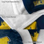 michigan wolverines grunge texture blue blanket best selling