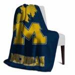 michigan wolverines grunge texture blue blanket best selling