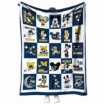 michigan wolverines mickey minnie blue white blanket best selling