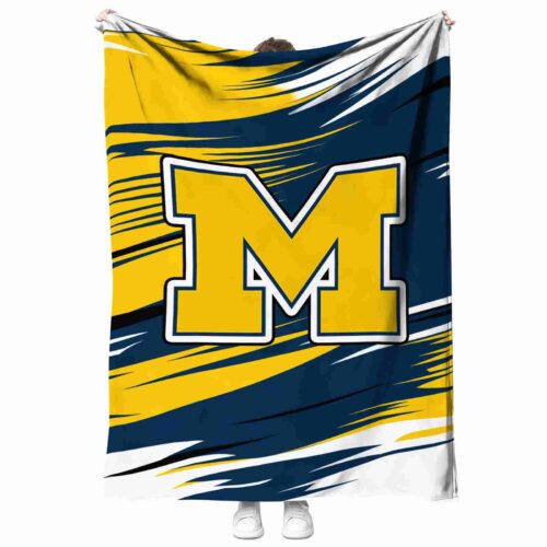 michigan wolverines paint streaks blue white blanket best selling
