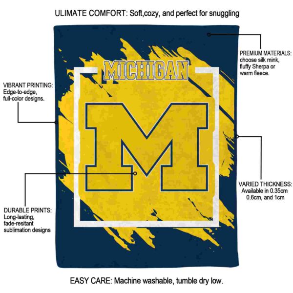 michigan wolverines splatter effect blue blanket new arrival