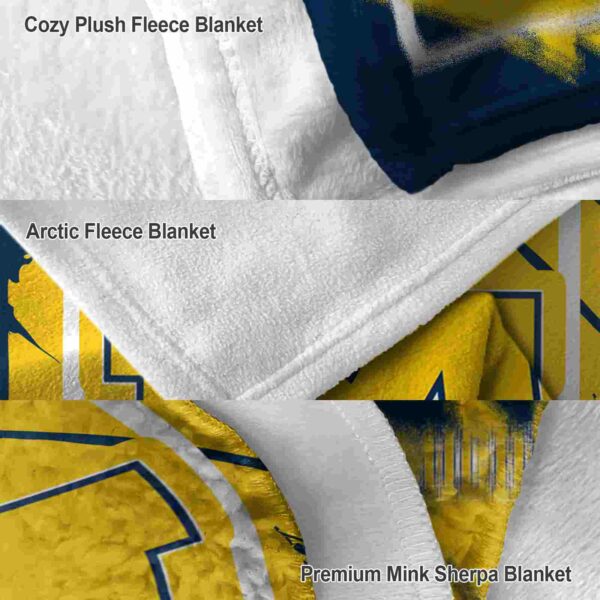 michigan wolverines splatter effect blue blanket premium grade