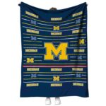 michigan wolverines striped pattern blue blanket best selling