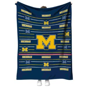 michigan wolverines striped pattern blue blanket best selling