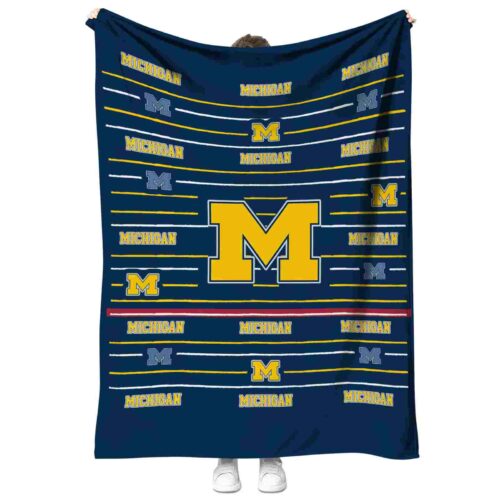 michigan wolverines striped pattern blue blanket best selling