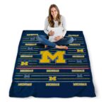 michigan wolverines striped pattern blue blanket high quality