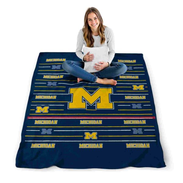 michigan wolverines striped pattern blue blanket high quality