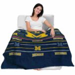 michigan wolverines striped pattern blue blanket latest model