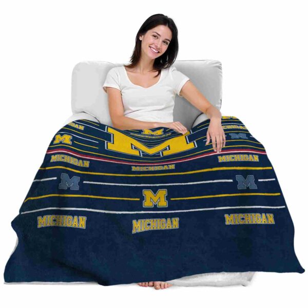michigan wolverines striped pattern blue blanket latest model