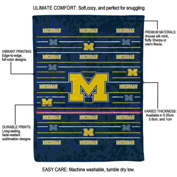 michigan wolverines striped pattern blue blanket new arrival