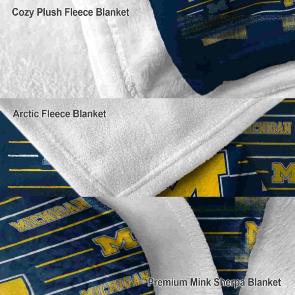 michigan wolverines striped pattern blue blanket premium grade