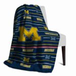 michigan wolverines striped pattern blue blanket top rated